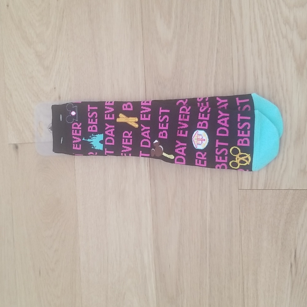 Disney Parks "Best day ever" park icon themed unisex socks BNWT